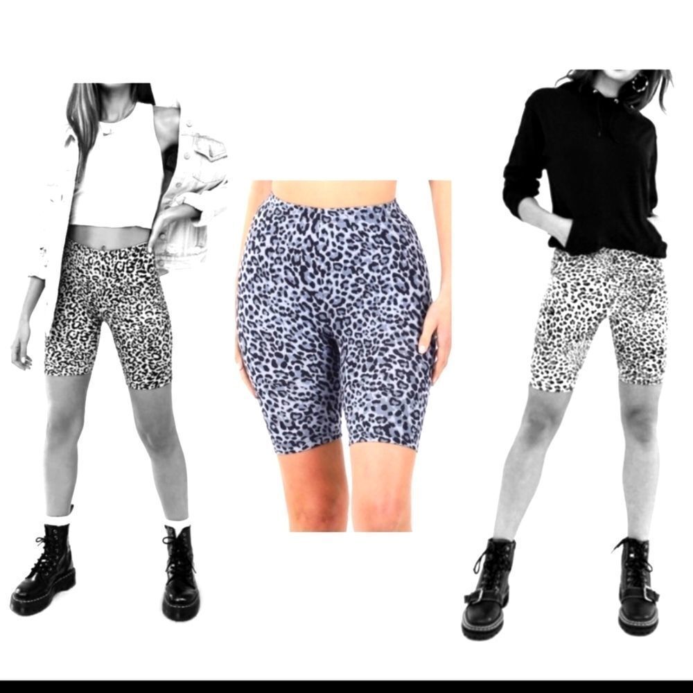 Zenana Biker Shorts Leopard Print Brushed Microfiber‎ size M